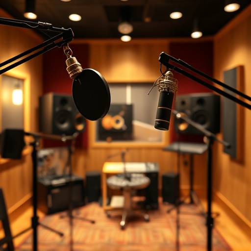 Interno dello studio di registrazione Onda Sonora Studio con microfoni professionali e attrezzature audio.