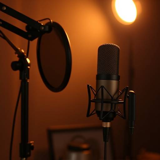 Microfono professionale da studio per la registrazione di podcast.